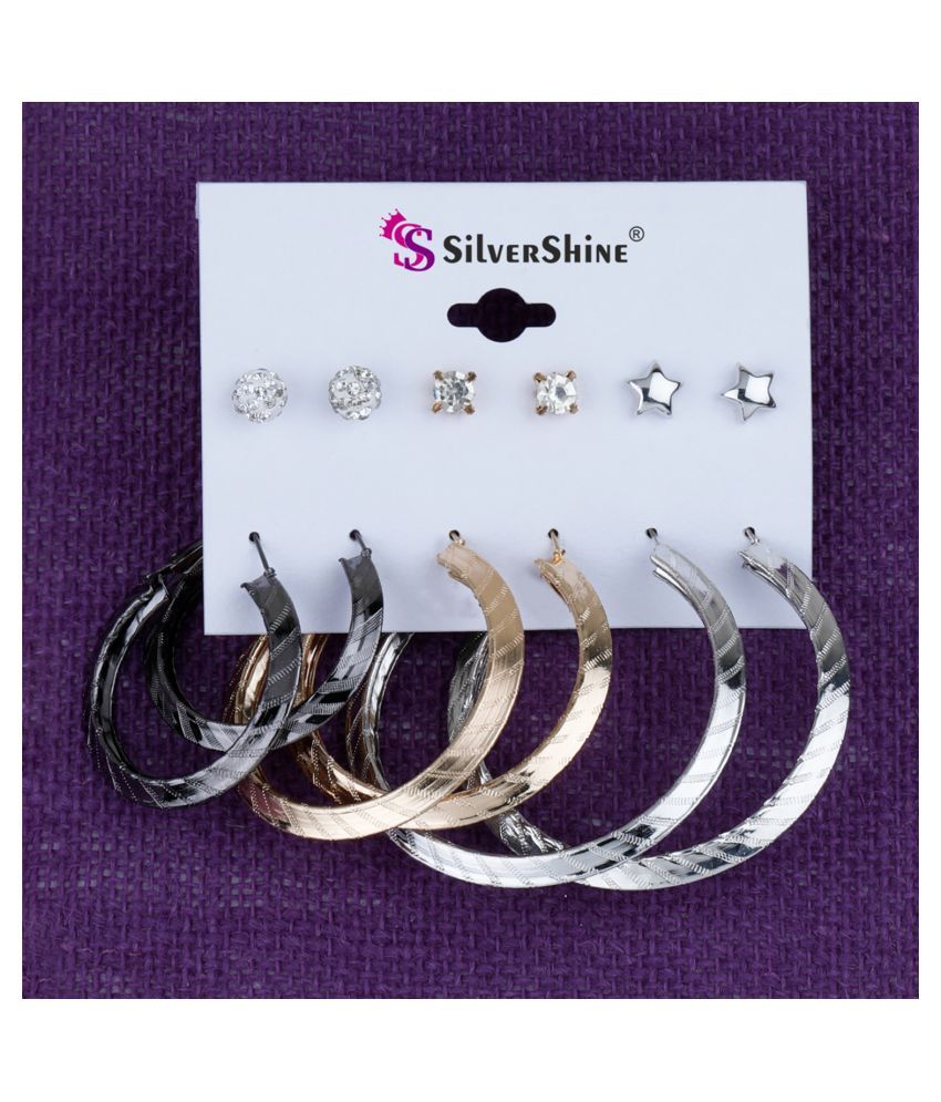     			Silver Shine - Multi Color Stud Earrings ( Pack of 1 )