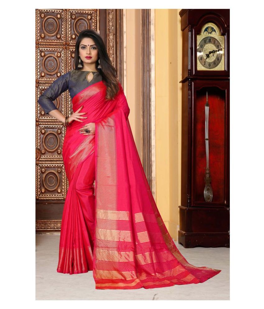     			ofline selection Pink Art Silk Saree