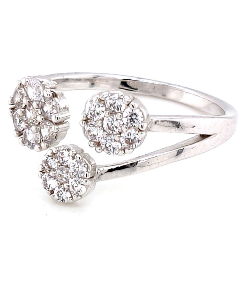 Lightly Embellished Brass Ring Brass Cubic Zirconia Silver Plated Ring