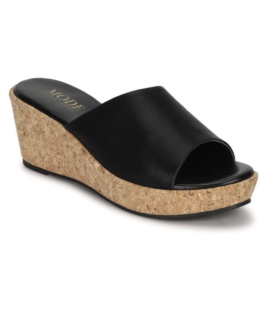 Mode By Red Tape Black Wedges Heels Price in India- Buy Mode By Red Tape  Black Wedges Heels Online at Snapdeal