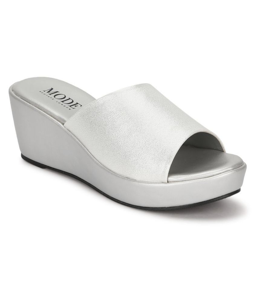 red tape silver shoes