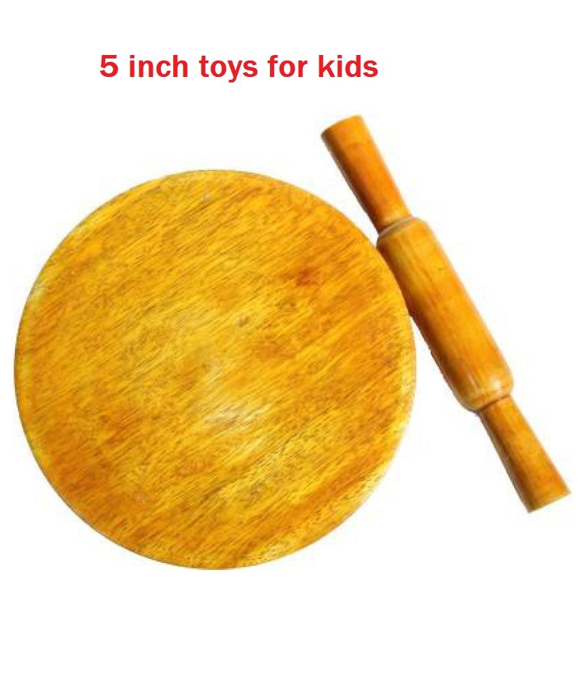 Wooden Chakla Belan / Roti Maker Toy for Kids(5 inch diameter)+ Free 1