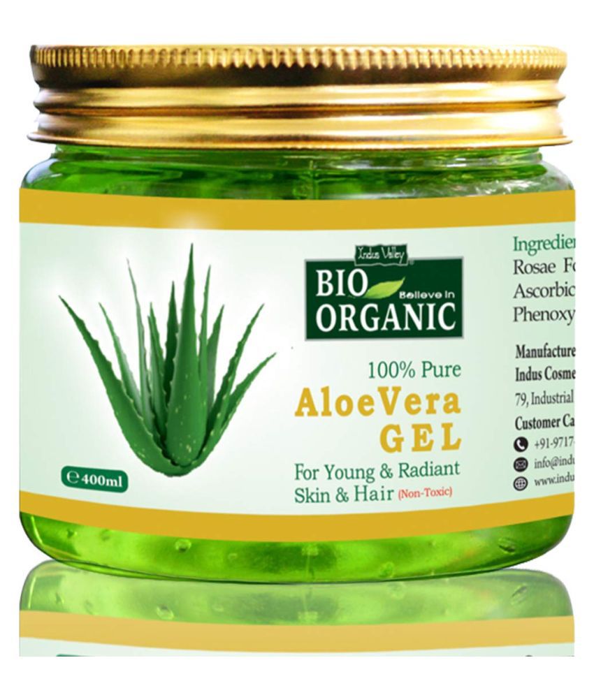 Indus Valley 100% Bio Organic Aloe Vera Gel For Multipurpose Benefits, Skin Acne, Scars, Dark spots Face & Hair Care (400ml)