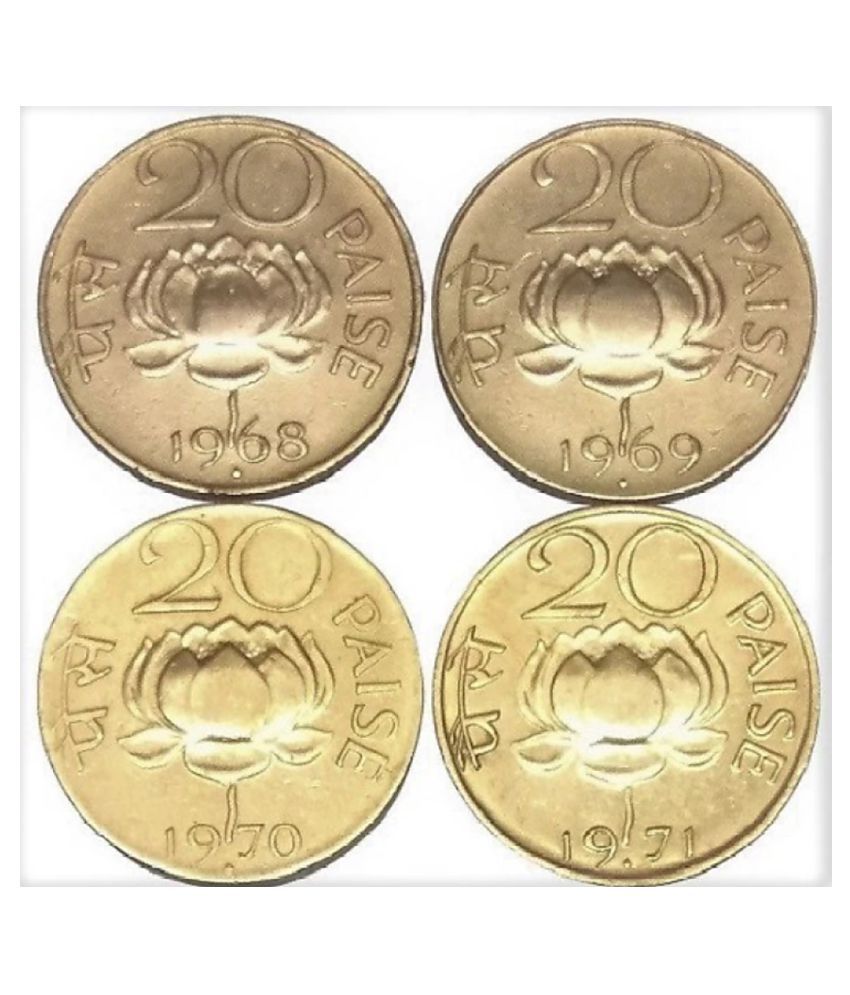     			20 paise 4 COINS SET YEAR 1968, 69, 70, 71 FOR COLLECTION