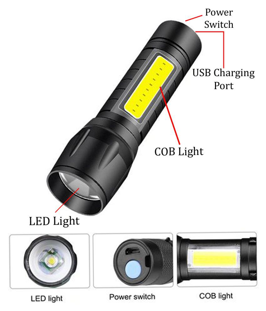SM - 7W Rechargeable Flashlight Torch (Pack of 1)