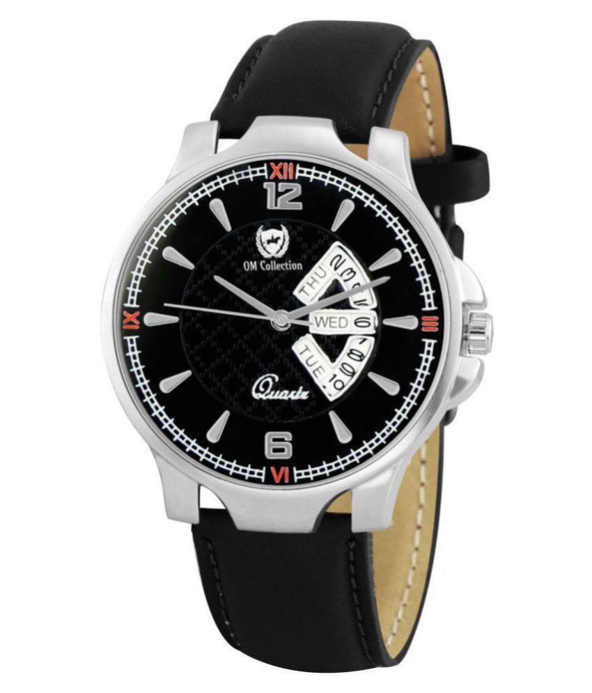     			Om Collection Black Skt 11 Leather Analog Men's Watch