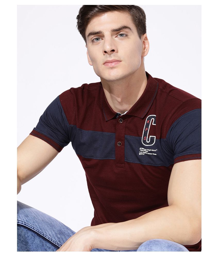 V2 Cotton Viscose Maroon Printed T-Shirt - Buy V2 Cotton Viscose Maroon ...