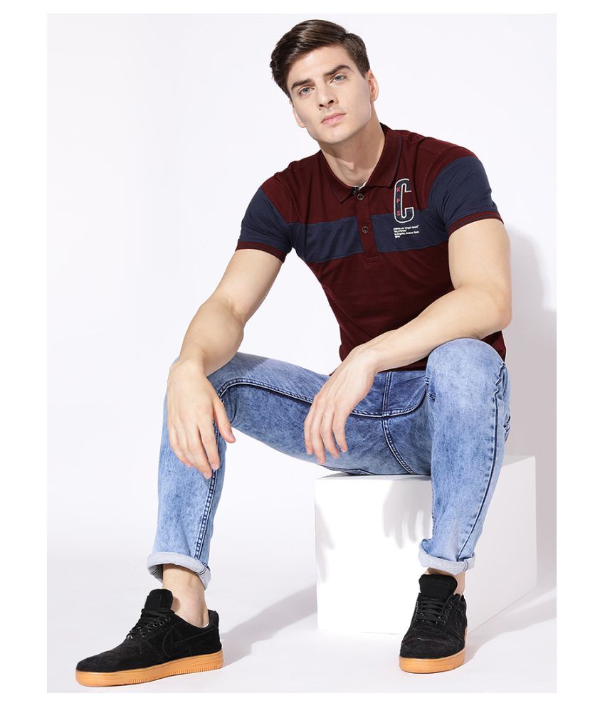 V2 Cotton Viscose Maroon Printed T-Shirt - Buy V2 Cotton Viscose Maroon ...