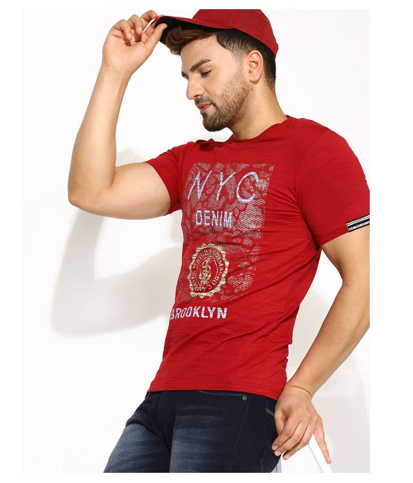 V2 Cotton Viscose Maroon Solids T-Shirt - Buy V2 Cotton Viscose Maroon ...