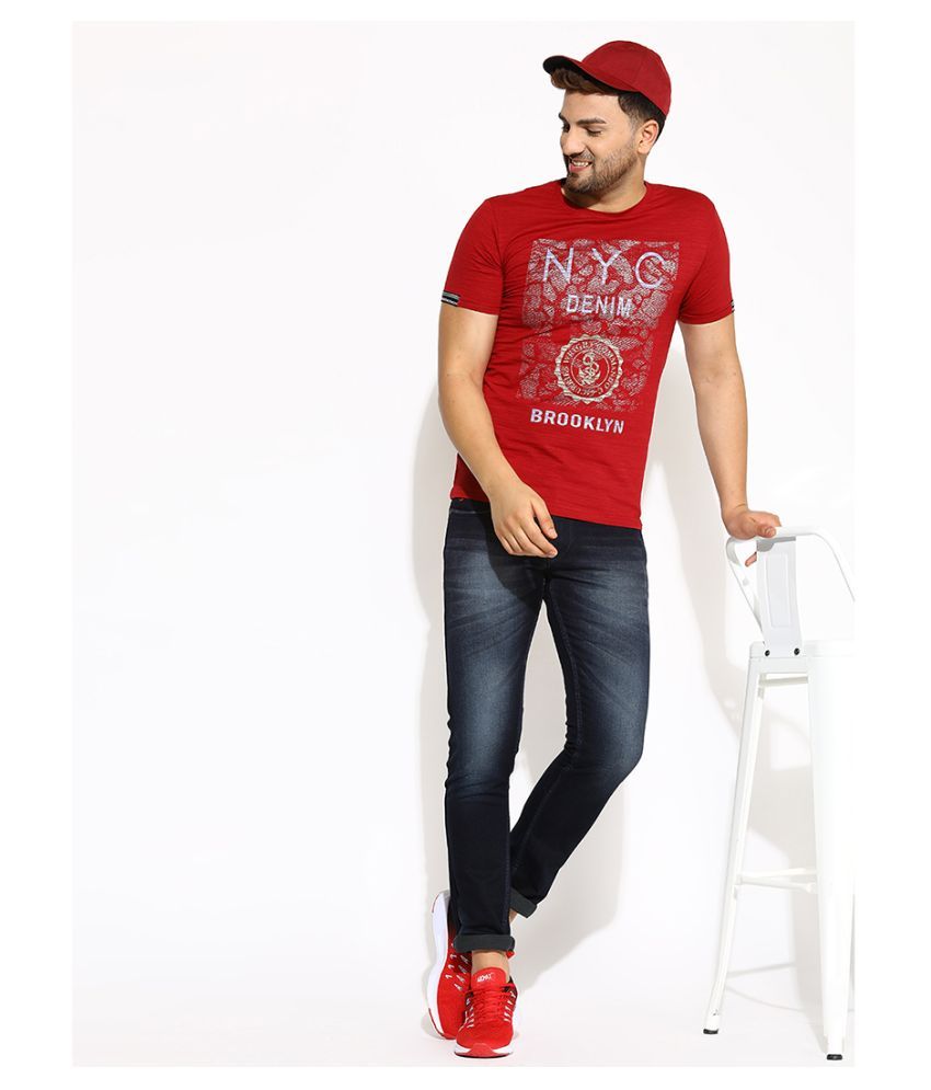 V2 Cotton Viscose Maroon Solids T-Shirt - Buy V2 Cotton Viscose Maroon ...