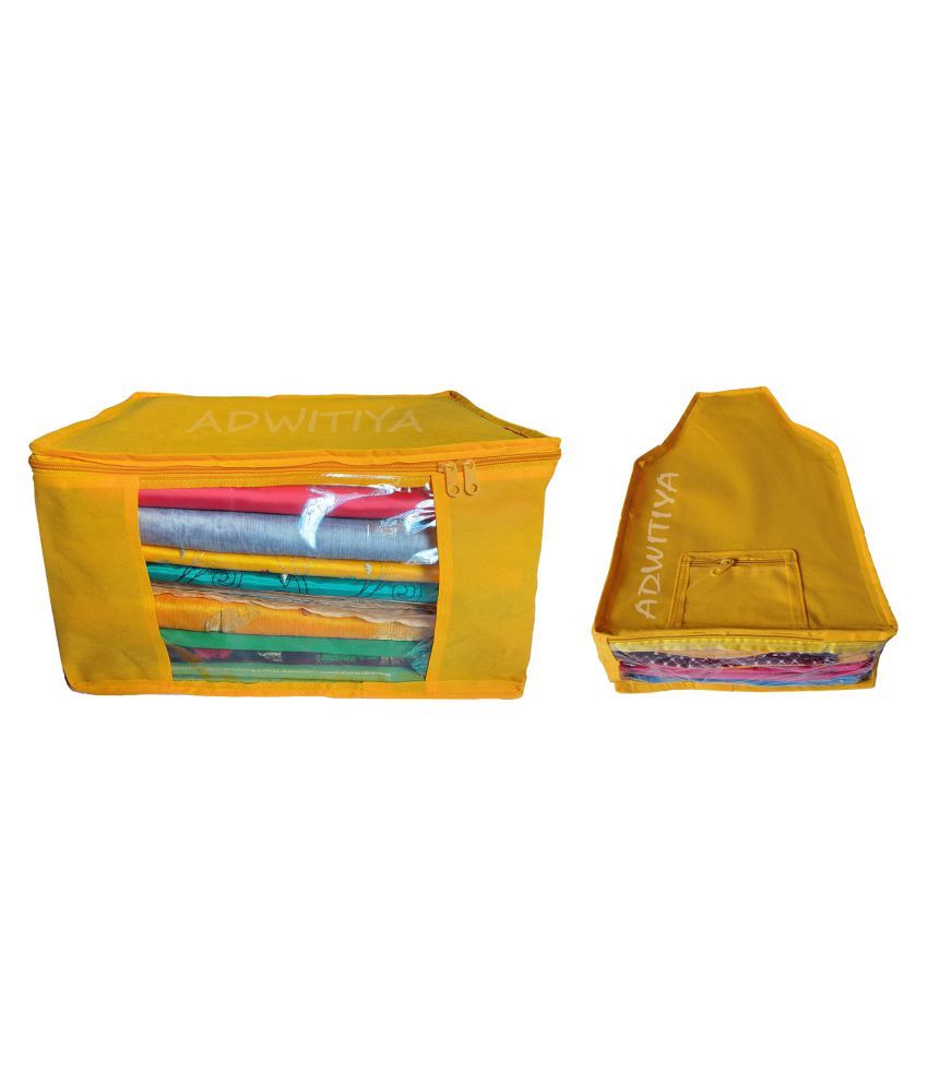     			ADWITIYA - Combo - Plain Nonwoven 1 Pcs Saree and 1 Pcs Blouse Storage Organizer Cover Case - Yellow