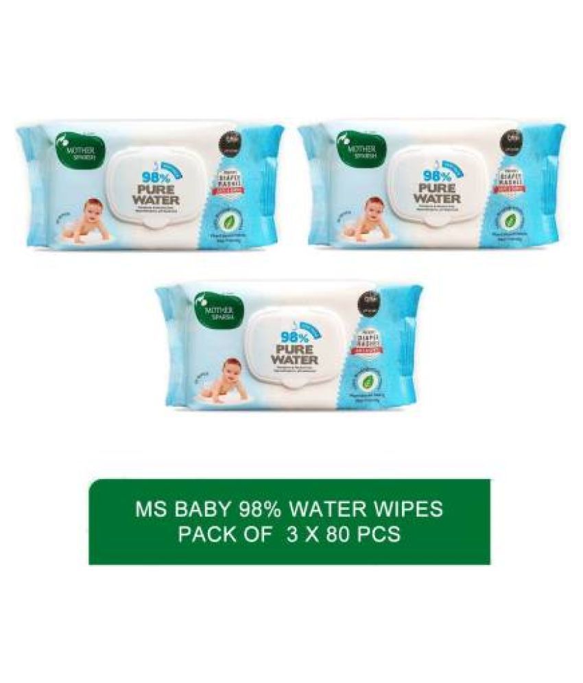 Mother Sparsh baby skin friendly, rash prevention pure water based wipes Baby 98 Water Wipes