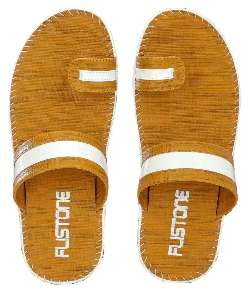 Flistone Orange Leather Slippers Price in India- Buy Flistone Orange Leather Slippers Online at 