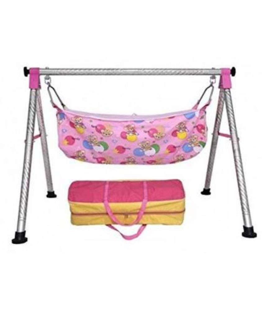 pink portable baby swing