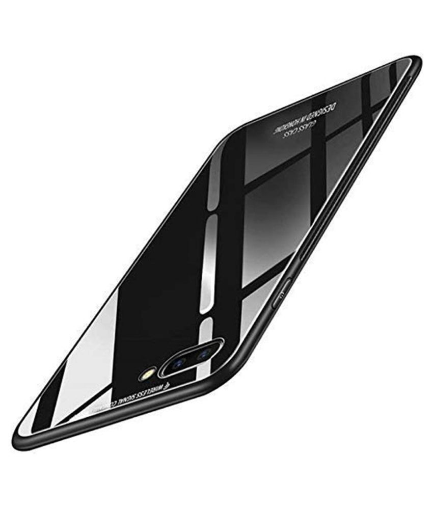 RealMe C2 Glass Cover Gemesha Black TPU Bumper Back Case Plain Back Covers Online at Low
