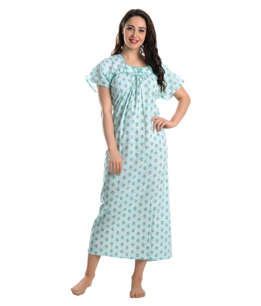 Buy WOMENOIRE Cotton Nighty & Night Gowns - Green Online at Best Prices ...