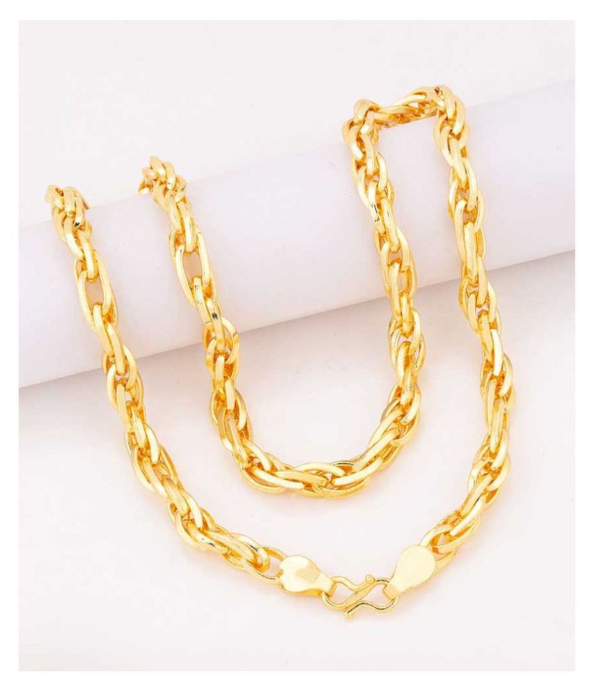     			Happy Stoning 22KT Gold Plated Singapore Link Short & Stylish Chain for Men with Color warranty if 4 months (20 inches)