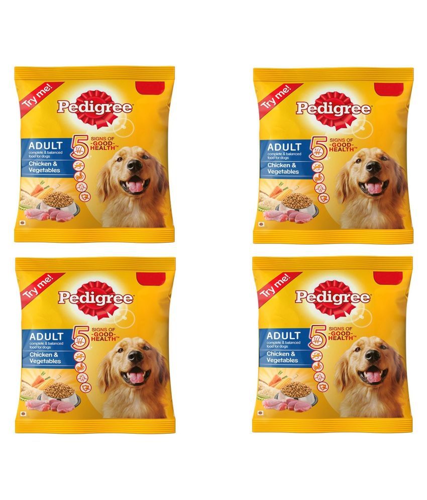 PEDIGREE Adult Dry Dog Food Chicken and Vegetables, 100 gms (Pack of 4