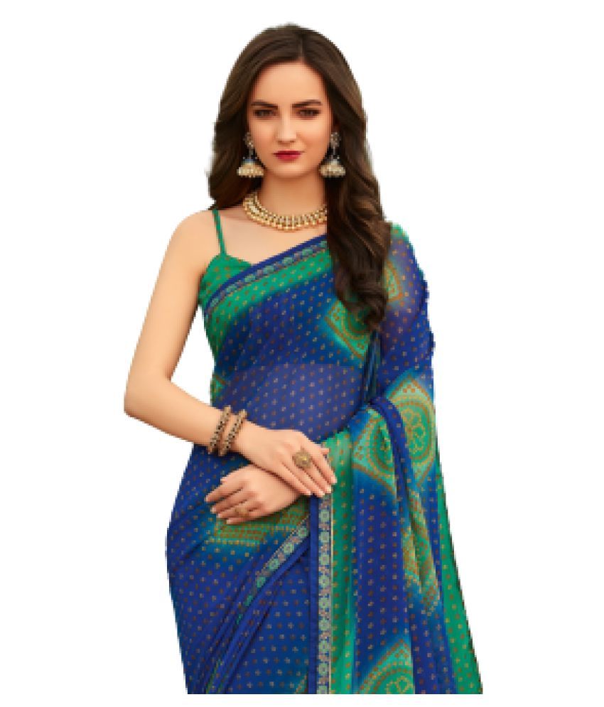 dark blue chiffon saree