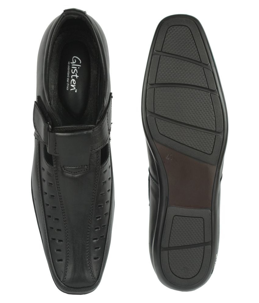  Glisten  Black Leather Sandals  Price in India Buy Glisten  