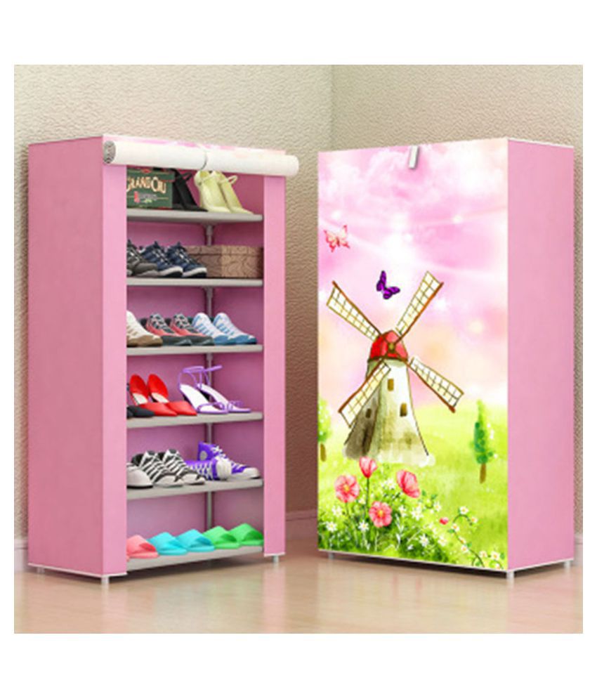  Sasimo Multipurpose Portable Folding Shoes Rack color Tiers Multi-Purpose Shoe Storage Organizer Cabinet Tower with Iron and Nonwoven Fabric with Zippered Dustproof Cover