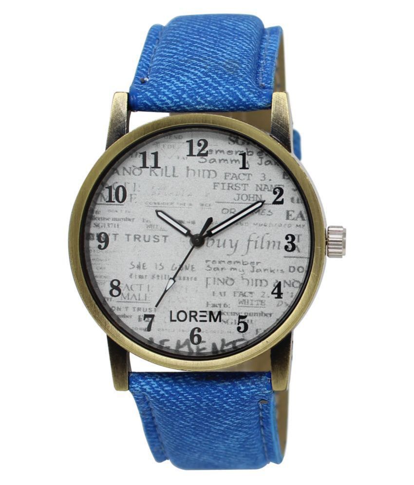 men fashion ex306 blue leather analog men's watch