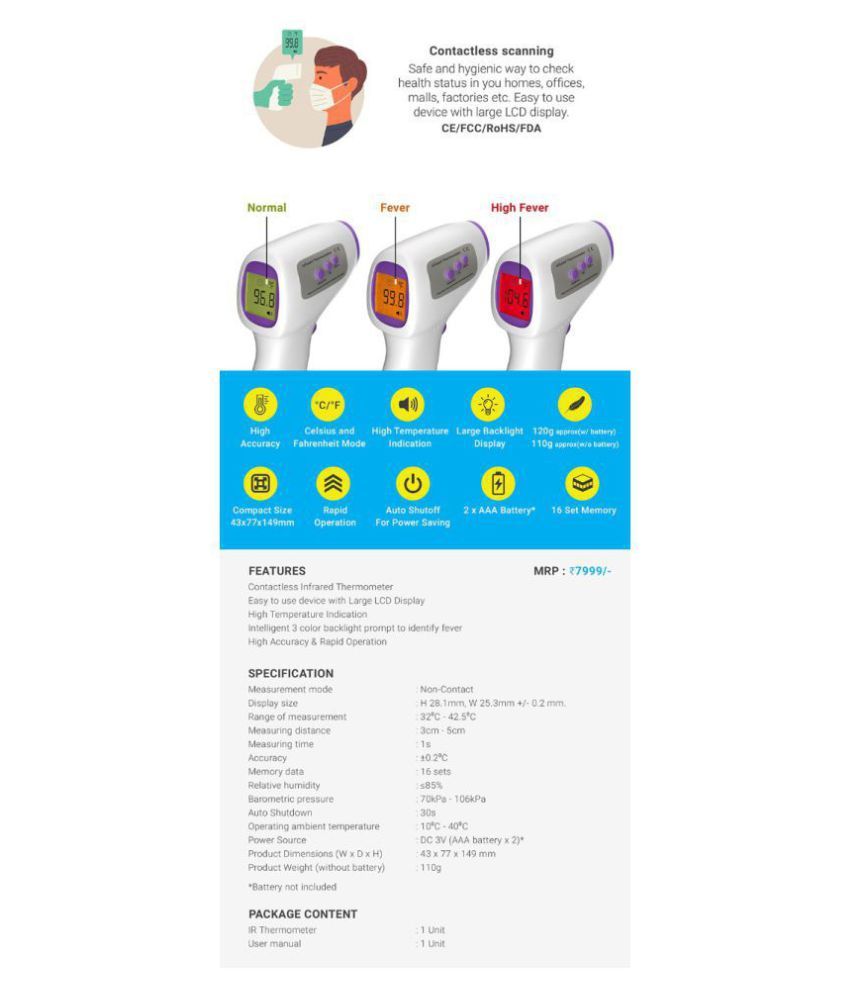 Zebronics AD801 Contactless Infrared Thermometer Buy Zebronics AD801