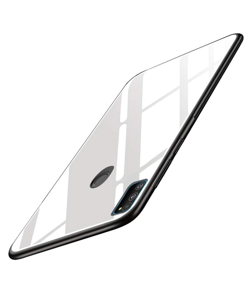 Samsung Galaxy M21 Glass Cover Gemesha White Tpu Bumper Back Case Plain Back Covers Online At Low Prices Snapdeal India