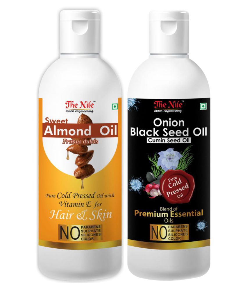     			The Nile Almond Oil 150 ML + Onion Black Seed 200 ML  Hair Oil 350 mL Pack of 2