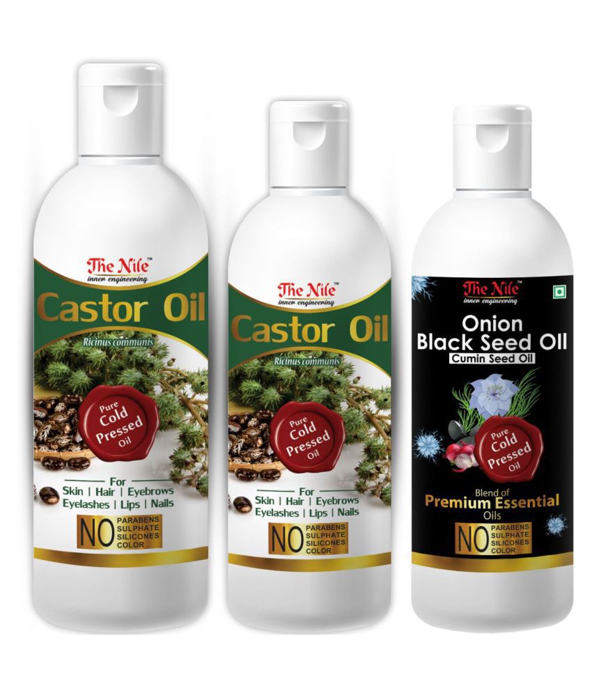    			The Nile Castor Oil 150 ML + Castor Oil 100 ML + Blackseed Oil 100 ML 350 mL Pack of 3