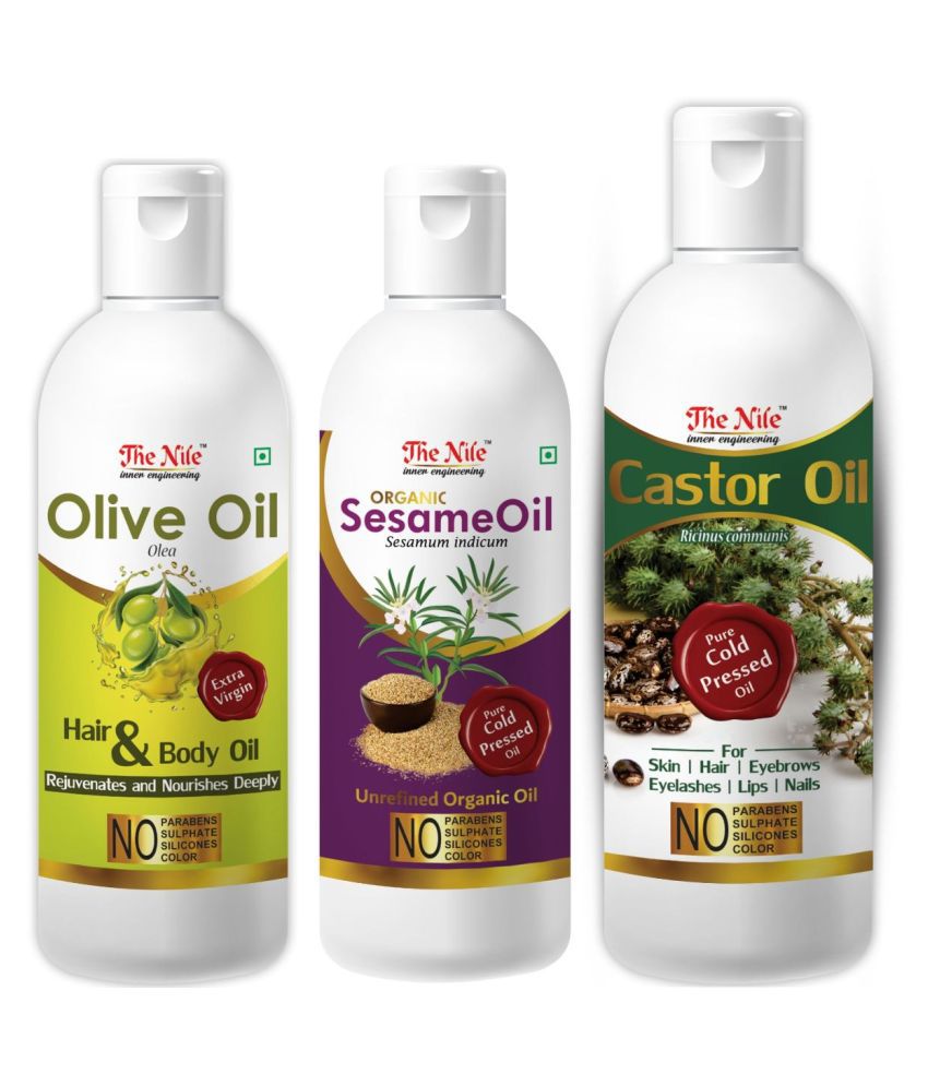     			The Nile Castor Oil 150 ML +  Sesame Oil 100 ML + Olive Oil 100 ML 350 mL Pack of 3