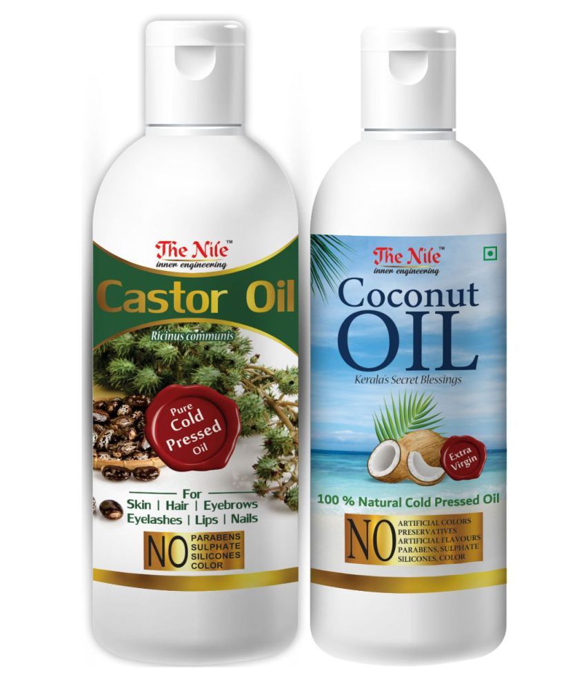     			The Nile Castor Oil 150 ML + Coconut Oil 200 ML Hair Oil 350 mL Pack of 2