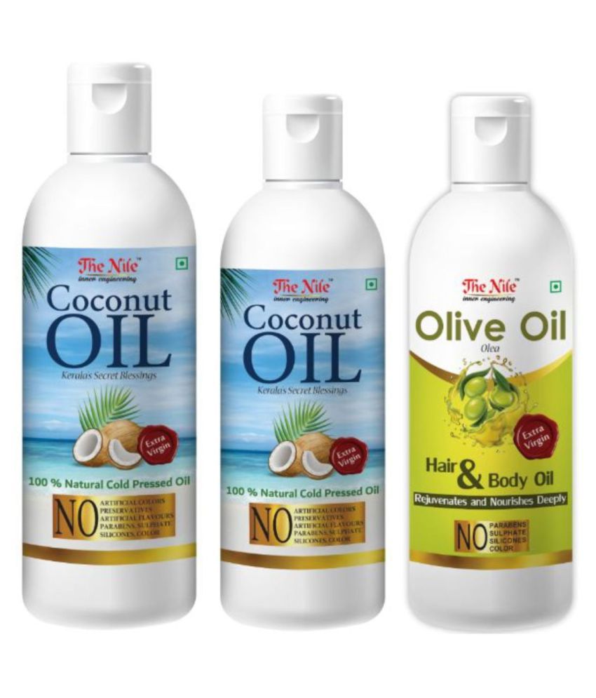     			The Nile Coconut 150 ML +  Coconut Oil 100 ML + Olive Oil 100 ML 350 mL Pack of 3
