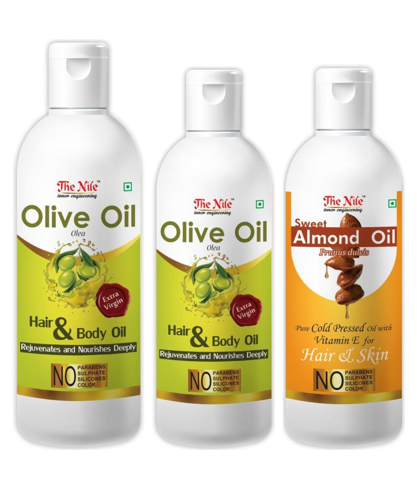     			The Nile Olive Oil 150 ML +  Olive Oil 100 ML +  Almond Oil 100 Ml 350 mL Pack of 3