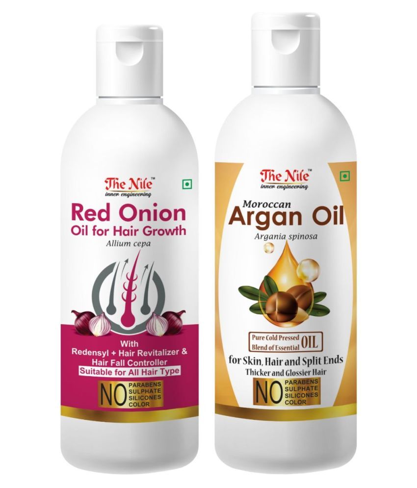     			The Nile Onion Oil 100 ML + Moroccan Argan 150 ML  Hair & Skin Care 350 mL Pack of 2