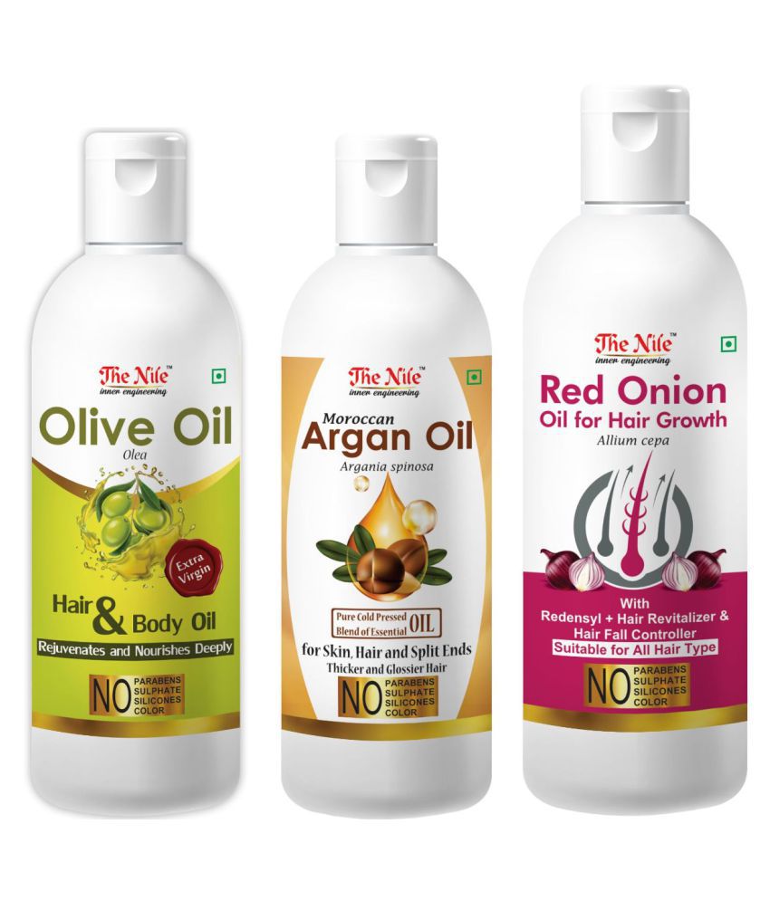     			The Nile Onion Oil 150 ML +  Argan Oil 100 ML +  Olive Oil 100 ML 350 mL Pack of 3