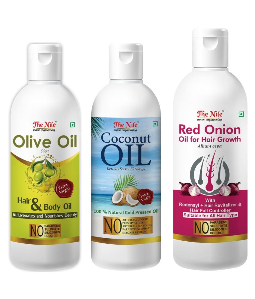     			The Nile Onion Oil 150 ML +  Coconut Oil 100 ML+ Olive Oil 100 ML 350 mL Pack of 3