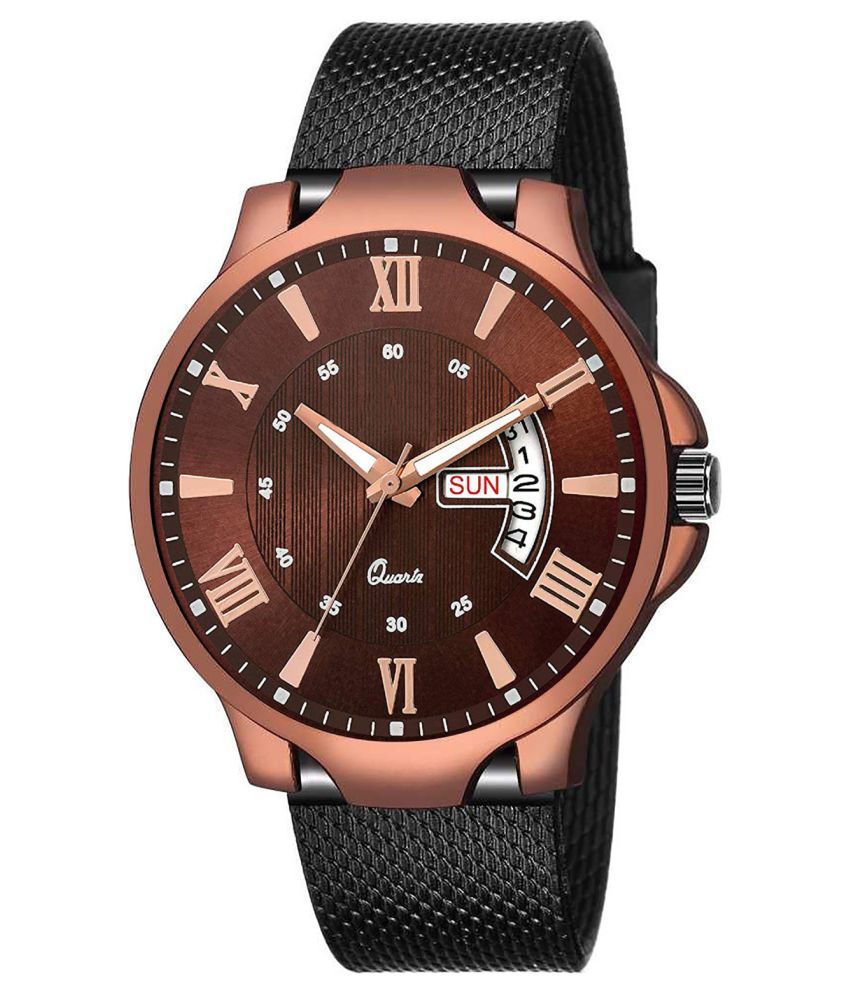 D D ENTERPRISE S_D&D K208 BROWN PU Analog Men's Watch Buy D D