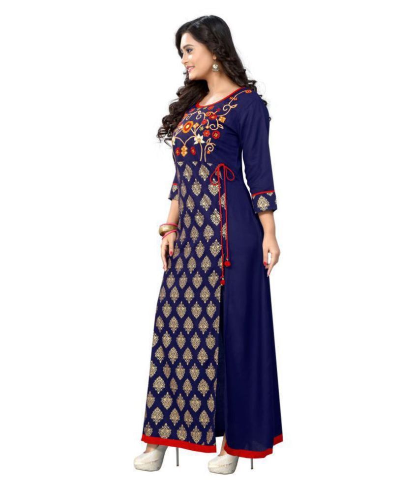blue frock kurti