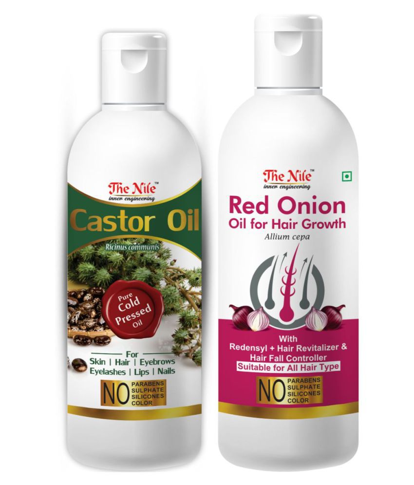     			The Nile Castor Oil 100 ML +  Red Onion 200 ML Hair Oils 300 mL Pack of 2