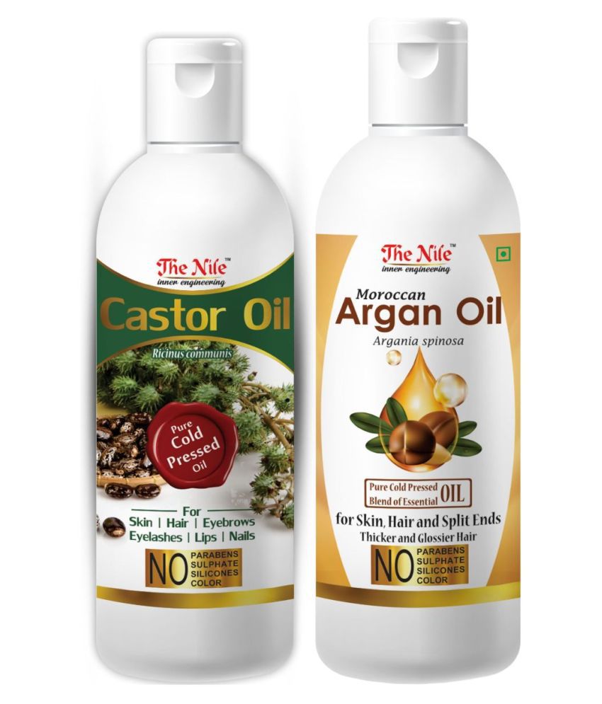    			The Nile Castor Oil 150 ML + Moroccan Argan Oil 200 ML  Hair Oil 350 mL Pack of 2