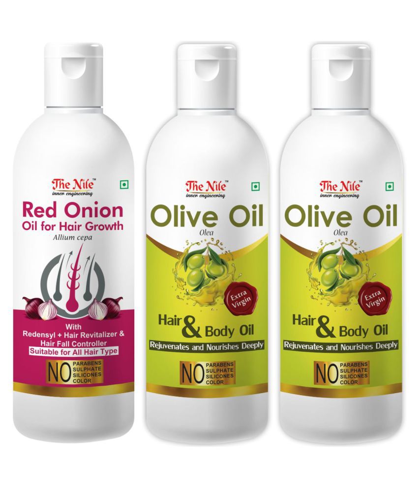     			The Nile Olive Oil 100 ML X 2 + Red Onion 100 Ml Hair Oils 300 mL Pack of 3