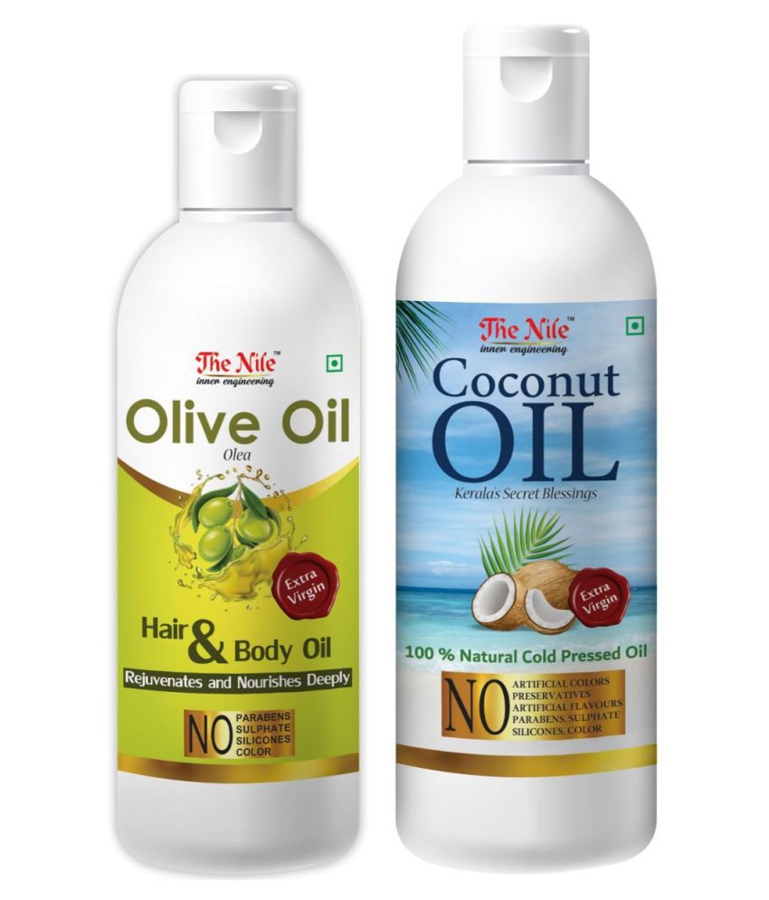     			The Nile Olive Oil 100 ML + Coconut Oil 200 ML Hair Oil 300 mL Pack of 2