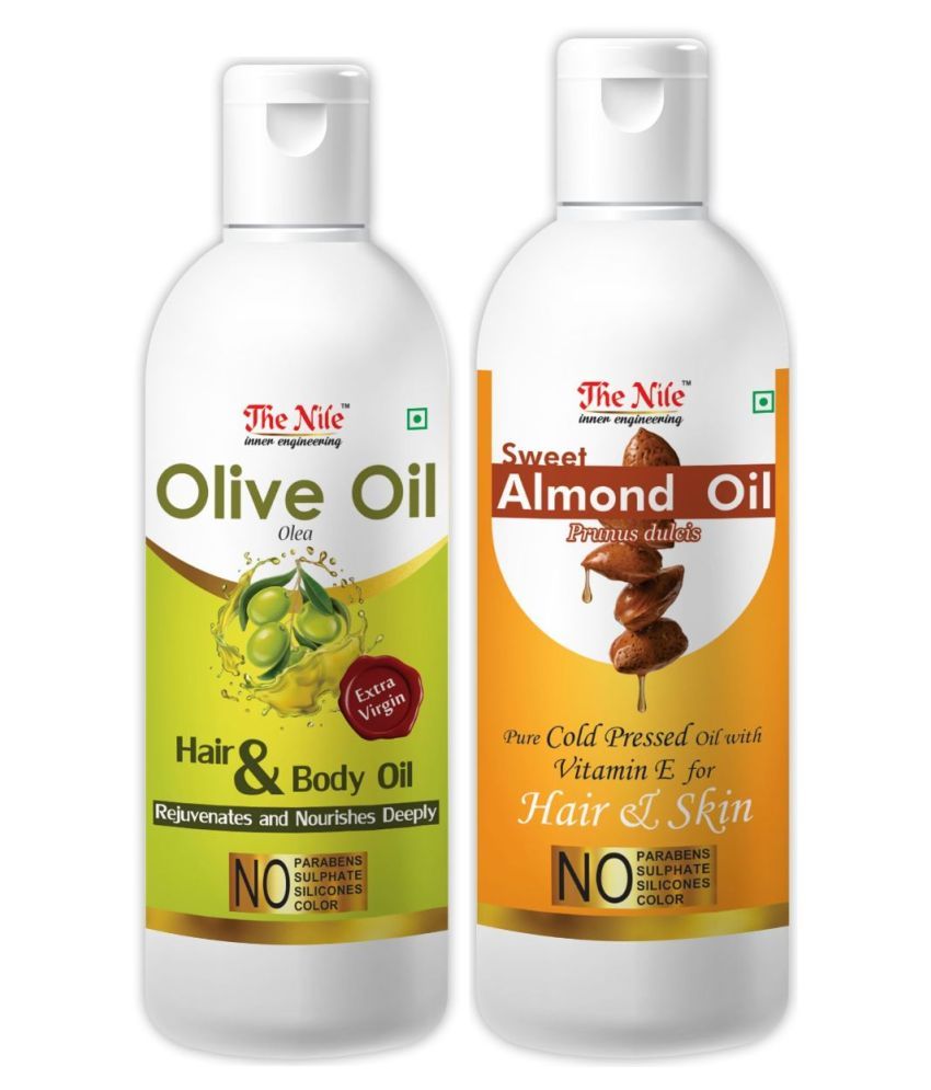     			The Nile Olive Oil 150 ML + Almond Oil 200 ML Hair & Skin Care Oil 350 mL Pack of 2