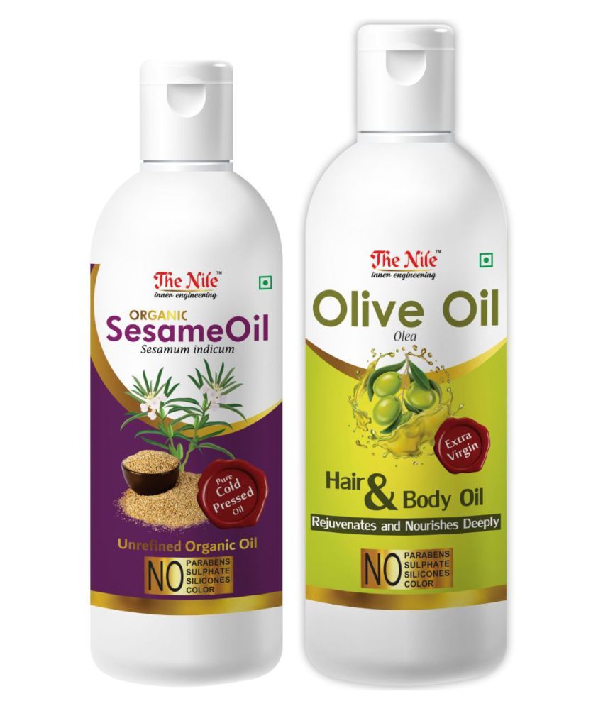     			The Nile Sesame Oil 100 ML + Olive Oil 200 ML Hair Oils 300 mL Pack of 2