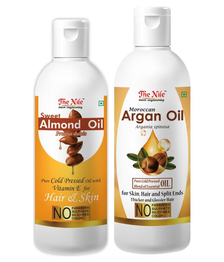     			The Nile Sweet Almond 100 ML + Moroccan Argan 200 ML  Hair Oils 300 mL Pack of 2