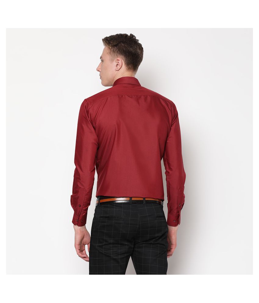 V2 Cotton Blend Maroon Solids Formal Shirt - Buy V2 Cotton Blend Maroon ...