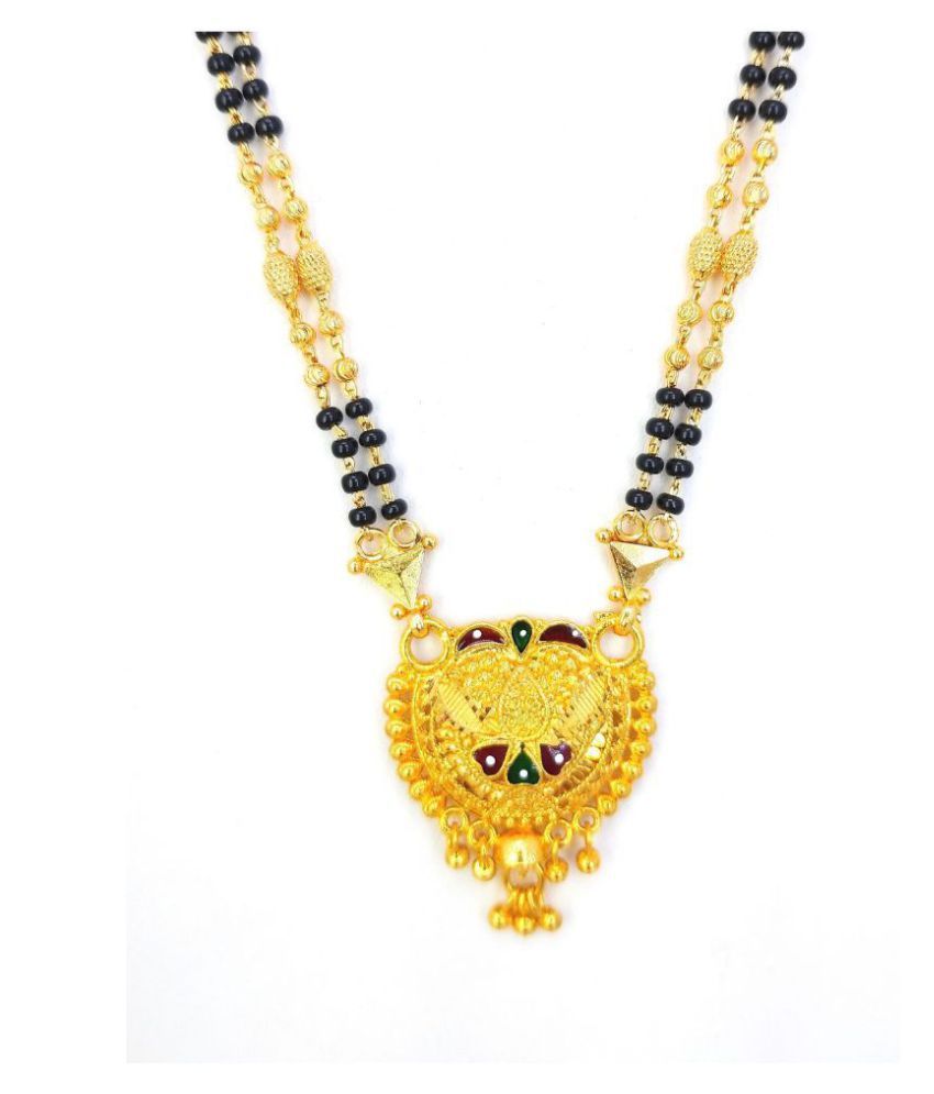     			Soni Traditional Glorious Hand Made Long Mangalsutra Golden & Black Beads Mangalsutra for Women Latest Design Gold long chain (26 inch)