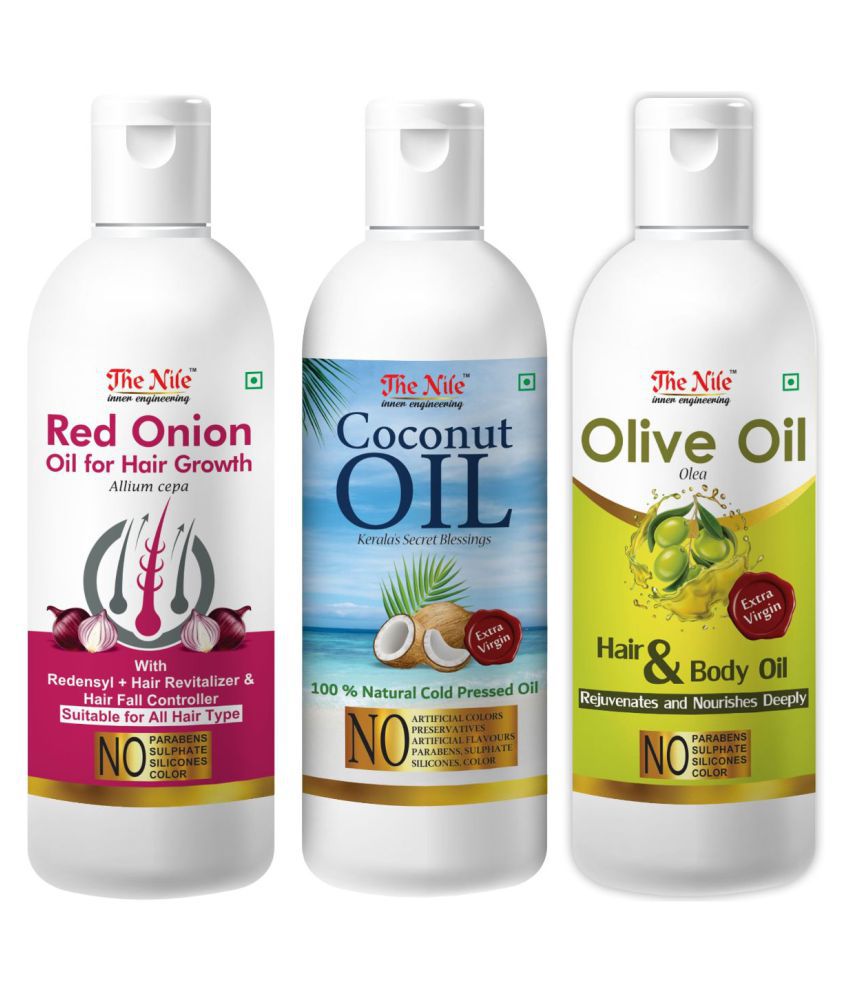     			The Nile Red Onion Oil 100 Ml + Coconut Oil 100 ML + Olive Oil 100 ML 300 mL Pack of 3