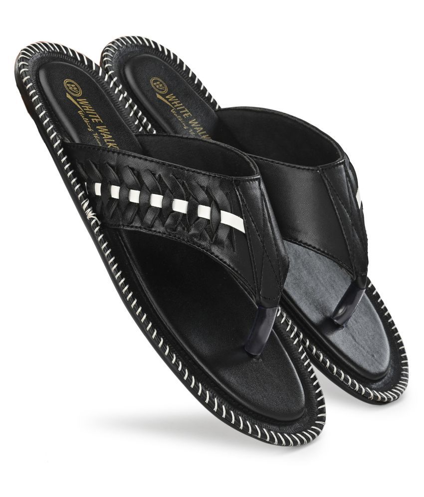 WHITE WAlKERS Black Synthetic Leather Sandals Price in India- Buy WHITE WAlKERS Black Synthetic 